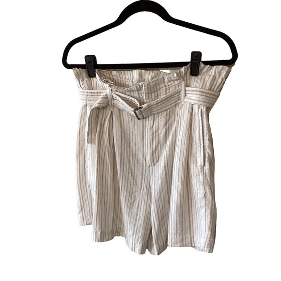 Banana Republic Factory Pants - Banana Republic Factory Linen Blend Striped High-Waisted Shorts with Belt 4